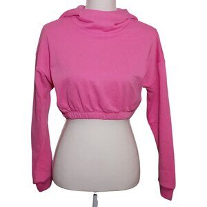NEW Naked Wardrobe Bright Pink Cropped Hooded Sweatshirt Size S, Hot Pink Hoodie